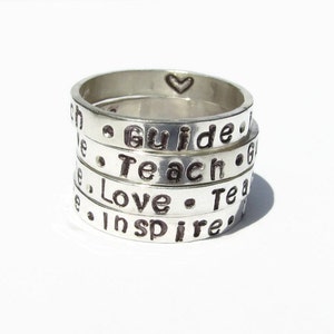 Teacher Gift,Teacher appreciation,Message Ring,Hand stamped,Personalized teacher gift,Personalized Ring,teacher quote,teacher ring,teacher