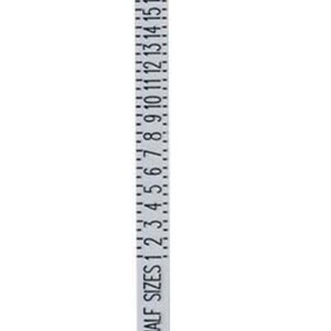 May include: White plastic ring sizer with black markings for sizes 1 through 17, with half sizes included. The sizer has the text "SIZE & HALF SIZES 1 2 3 4 5 6 7 8 9 10 11 12 13 14 15 16 17" printed on it. The sizer also has the text "PAT. PEND 9101693" printed on it.