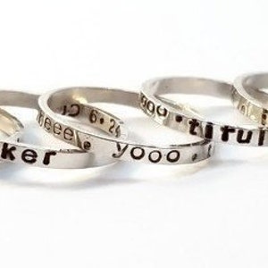 2mm Hand Stamped,3mm stone,personalized ring,Gift for MoM,Graduation,Mothers Ring,Personalized Ring,Name Ring,Birthdate Ring,Birthstone Ring