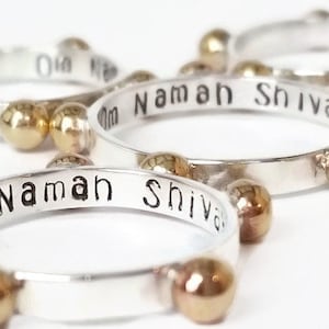 Messing japa-stapelringen, japa-ring, japa-ring van gemengd metaal, mantra-herhalingsring, meditatiering, yogaring, gebedsring, rozenkransring