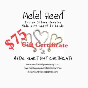 75 USD gift card,gift certificate,last minute,custom gift,present,gift for her,gift for him,75 gift card,gift under 75,MetalHeart gift card