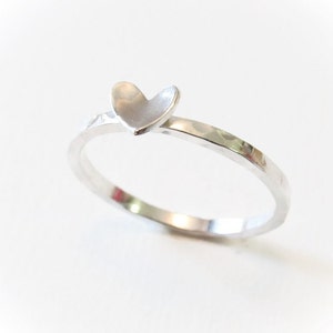 Personalized Ring, silver Heart, Stack Ring, Initial Ring, Mother Ring, Stacking Ring, Hand stamped Ring,Sterling heart ring,Valentines gift