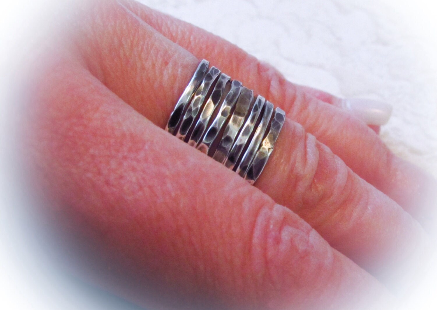 Rustic Stack Ring Set Sterling silver Oxidized Ring | Etsy