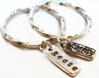 Bague mère personnalisée en argent sterling, breloque porte-nom
