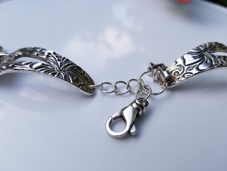 Sterling silver watch strap, Apple Watch band, Sterling Apple Watch Band,silver watch strap, silver watch band,handmade watch band,hibiscus image 3