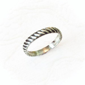Handmade Sterling Silver striped sterling silver, oxidized, thick, 3.22mm wide silver band