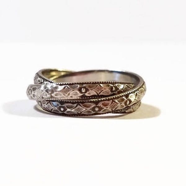 Rolling ring,intertwined ring,Russian wedding ring,floral ring,romantic ring,vintage,Renaissance,boho ring,infinity ring,wedding ring