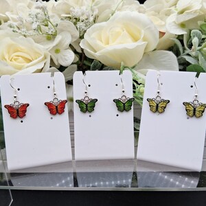 Butterfly charm earrings, dangly earrings, gifts for her, mother's day gift ideas, anniversary gift ideas, girls earrings, pink butterflies