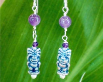 Tiki Amethyst Earrings