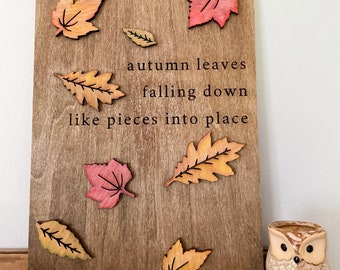 All too well fall decor, All too well lyric art, Swift inspired, autumn leaves falling, all too well sign, all too well