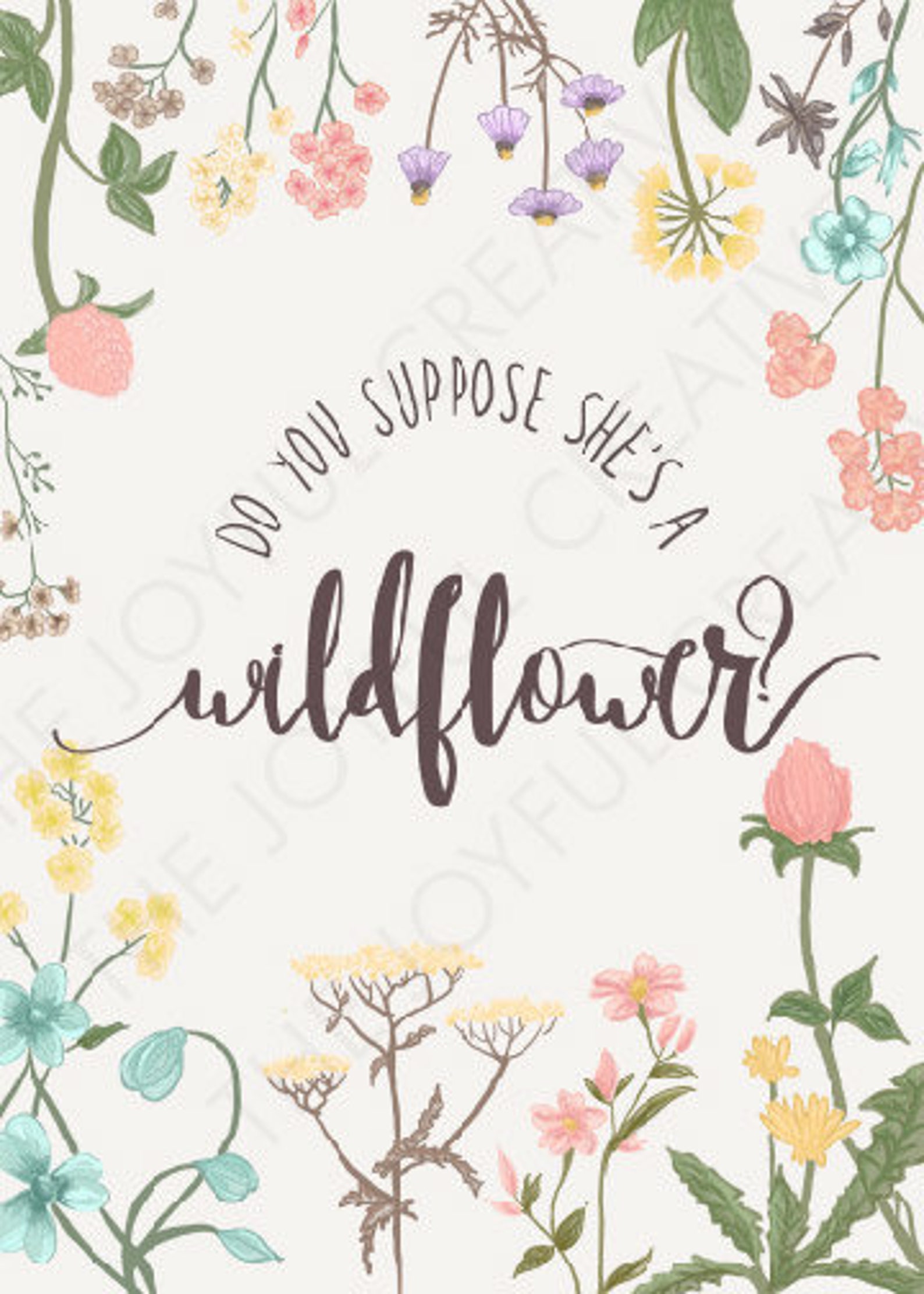 Do You Suppose She's a Wildflower Digital Print Inspired - Etsy