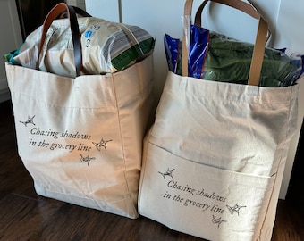 Canvas tote grocery bag, swift inspired grocery tote bag, chasing shadows canvas grocery bag, stars do u like dem grocery bag