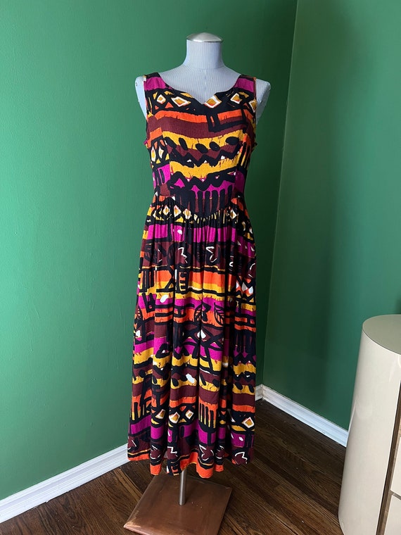 80’s Tribal Print Midi Dress by Breakin Loose main image 0