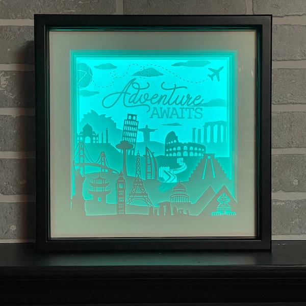 Adventure Awaits - World Travel - Shadow Box Light Box (Italy, USA, Asia, Egypt, Brazil, Dubai, Australia, France, England) - Digital Files Adventure Awaits - World Travel - Shadow Box Light Box (Italy, USA, Asia, Egypt, Brazil, Dubai, Australia, France, England) - Digital Files
