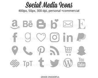 Gray Social Icons Etsy