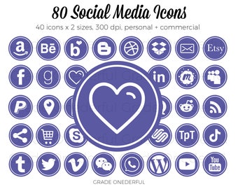 Purple Social Icons Etsy Purple Social Icons Etsy
