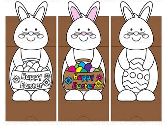 Easter Bunny Paper Bag Puppet Templates, Easter Craft for Kids, Bunny Puppet Printable