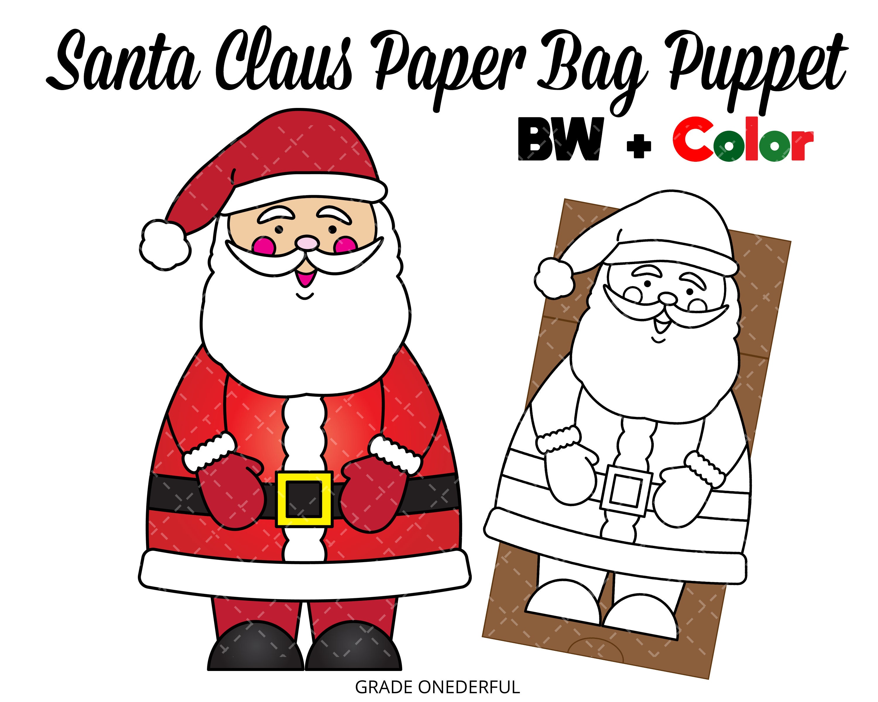 Santa Claus Paper Bag Puppet Template for Kids Great for - Etsy Norway