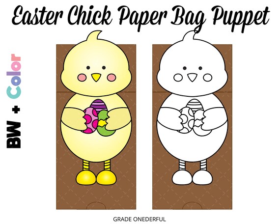 Easter Chick Paper Bag Puppet Templates Easter Craft for