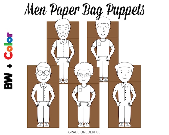 Father's Day Craft Activity Men Paper Bag Puppet