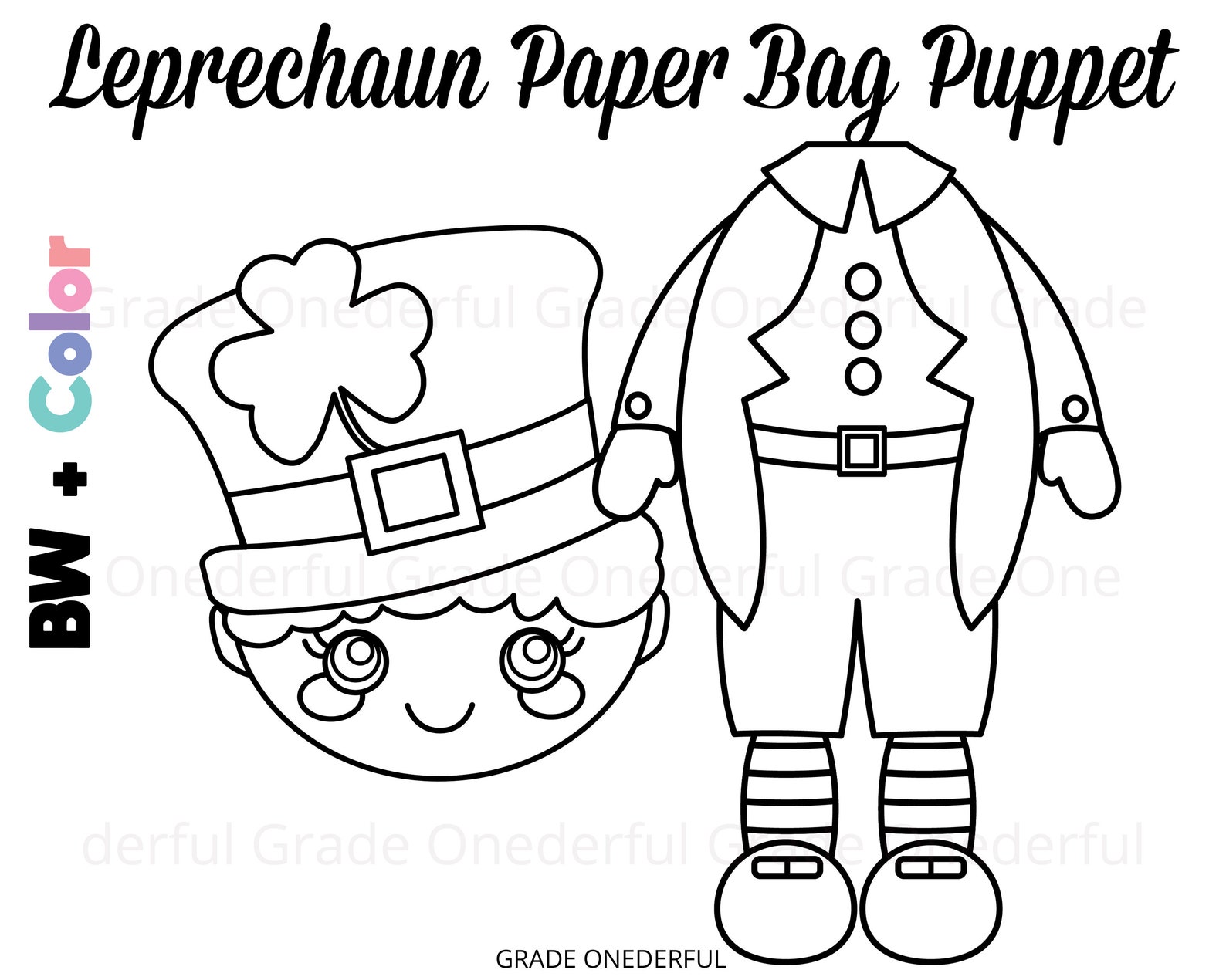 Leprechaun Paper Bag Puppet Template for St. Patrick's Etsy Hong Kong
