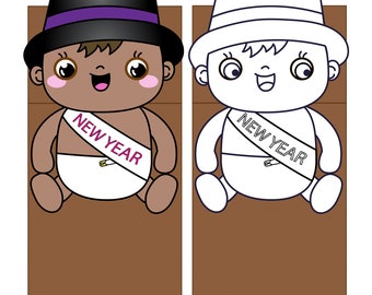 Happy New Year Baby Puppet, New Year Paper Craft for Kids