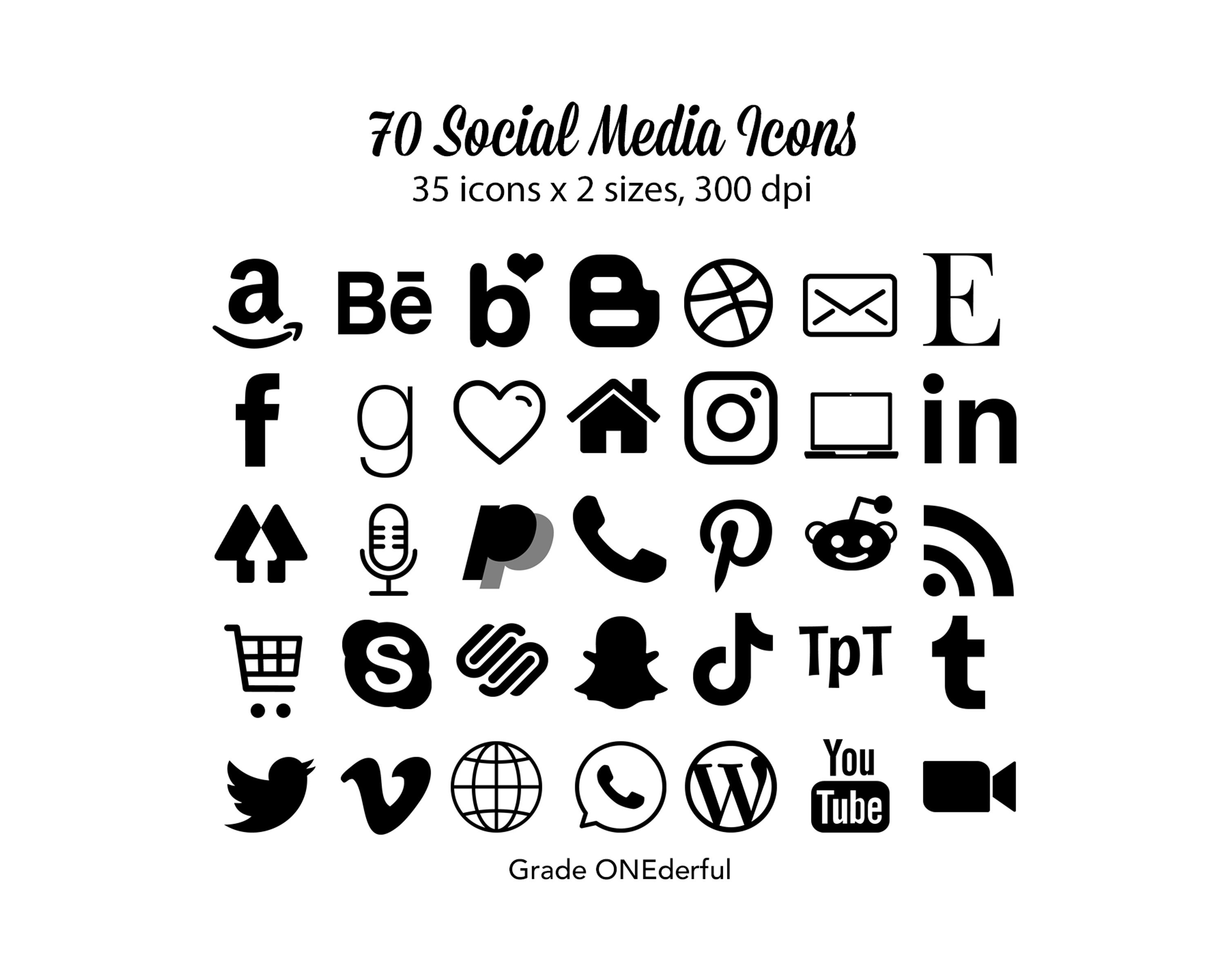 Black Social Media Icon Set for Blogs Business Cards photo picture