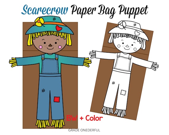 Scarecrow Paper Bag Puppet Fall and Halloween Craft Activity