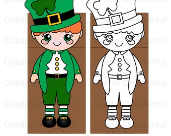 Leprechaun Paper Bag Puppet Template for St. Patrick's Day, Kid's Craft Puppet