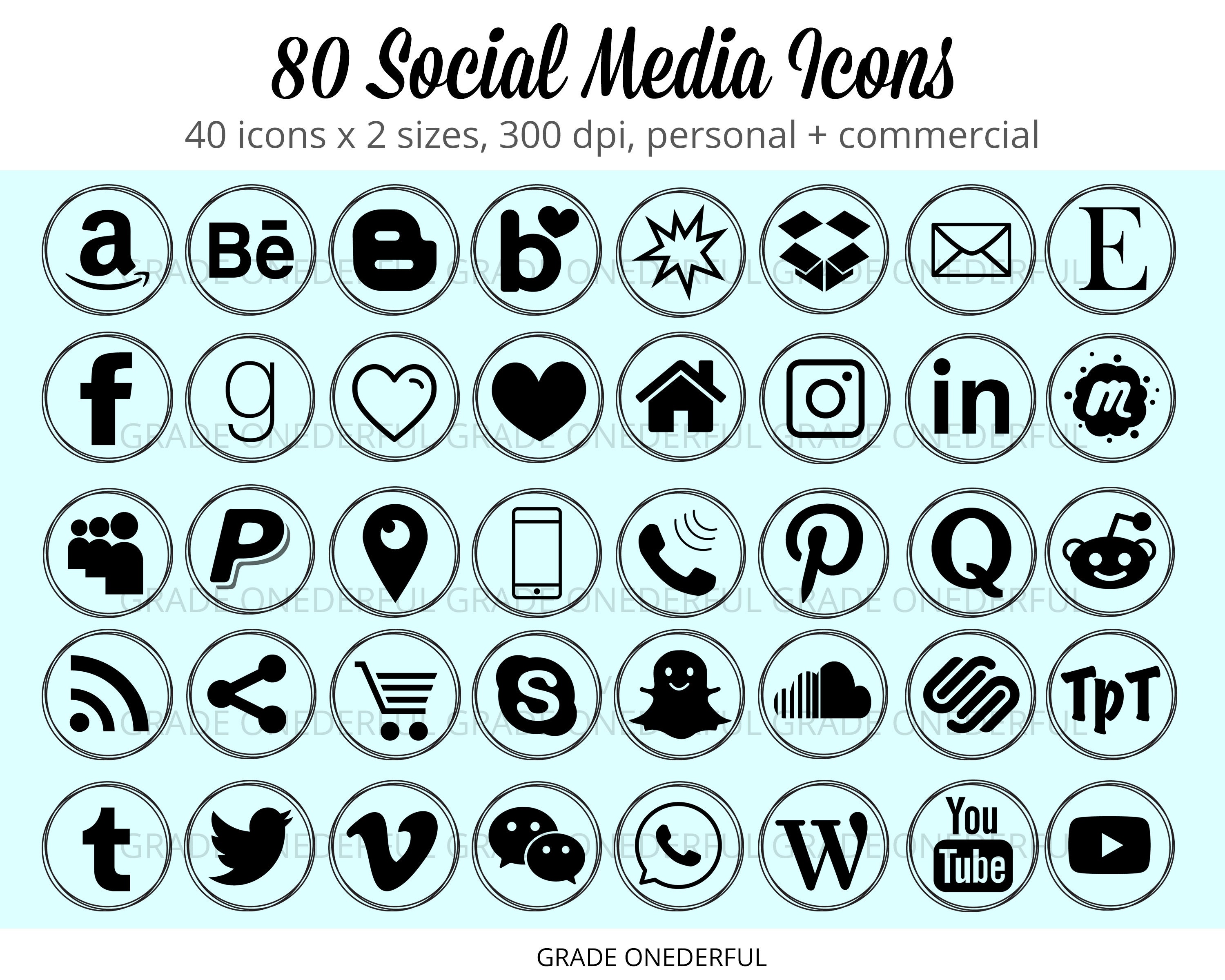 Social Media Icons Black And White Transparent