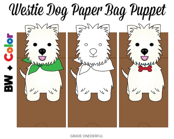 Westie Dog Paper Bag Puppet Templates Perfect for Playtime at