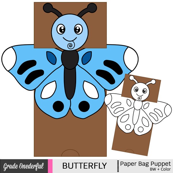 Butterfly Paper Bag Puppet, Spring Craft for Kids