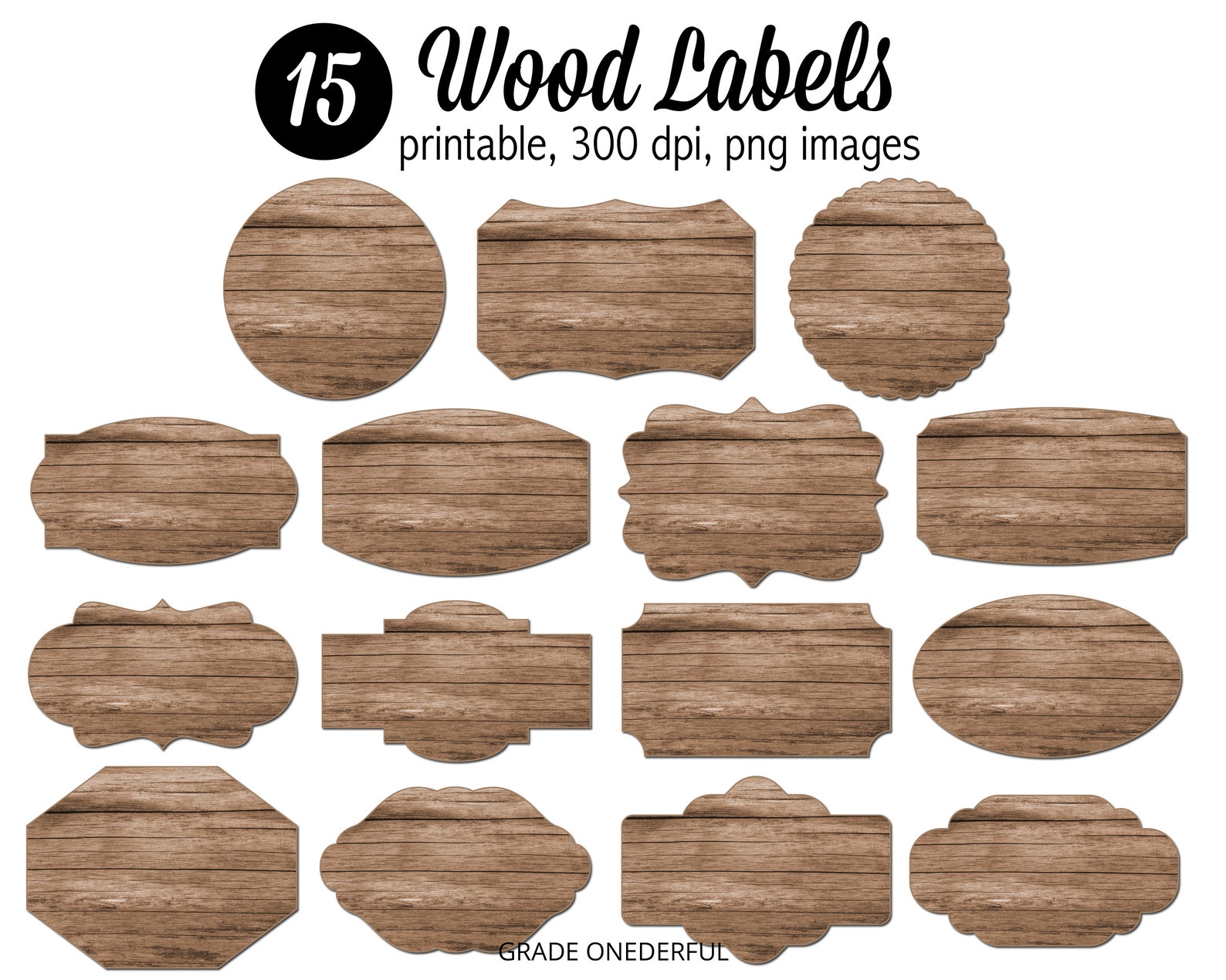 Rustic Wood Labels Digital Brown Wooden Labels Printable Etsy
