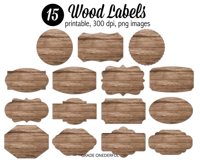 Rustic Wood Labels Digital Brown Wooden Labels Printable Etsy