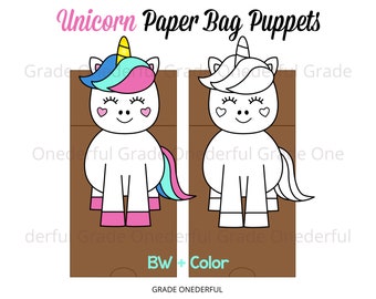 unicorn paper puppet etsy