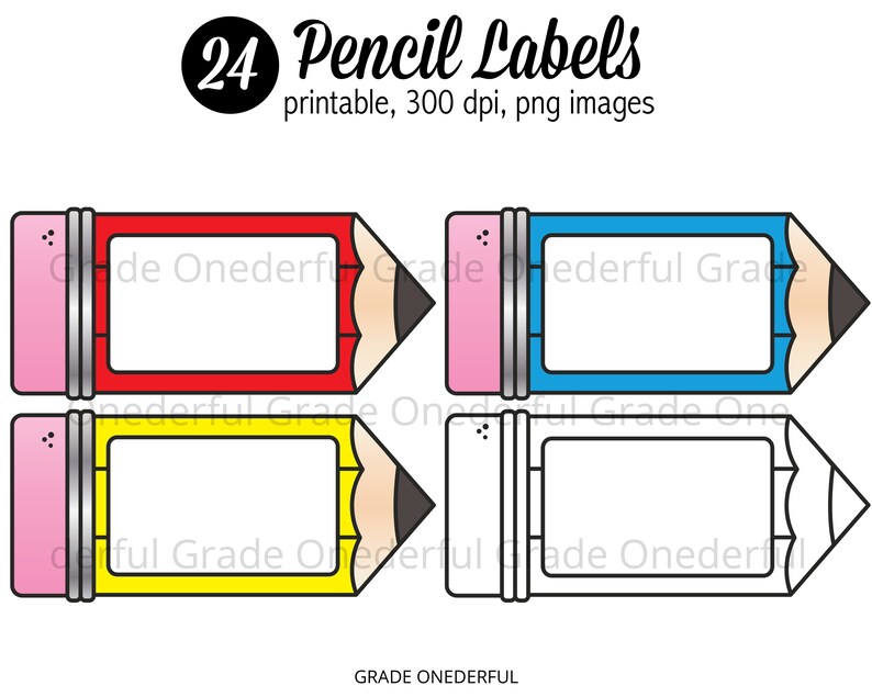 Digital Labels Pencil Labels Pencil Clipart School Clip Etsy