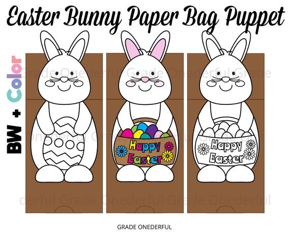 Easter Bunny Paper Bag Puppet Templates Easter Craft for