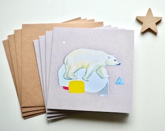 Polar Bear cards | Polar Bear card set | Patterned Polar Bear cards