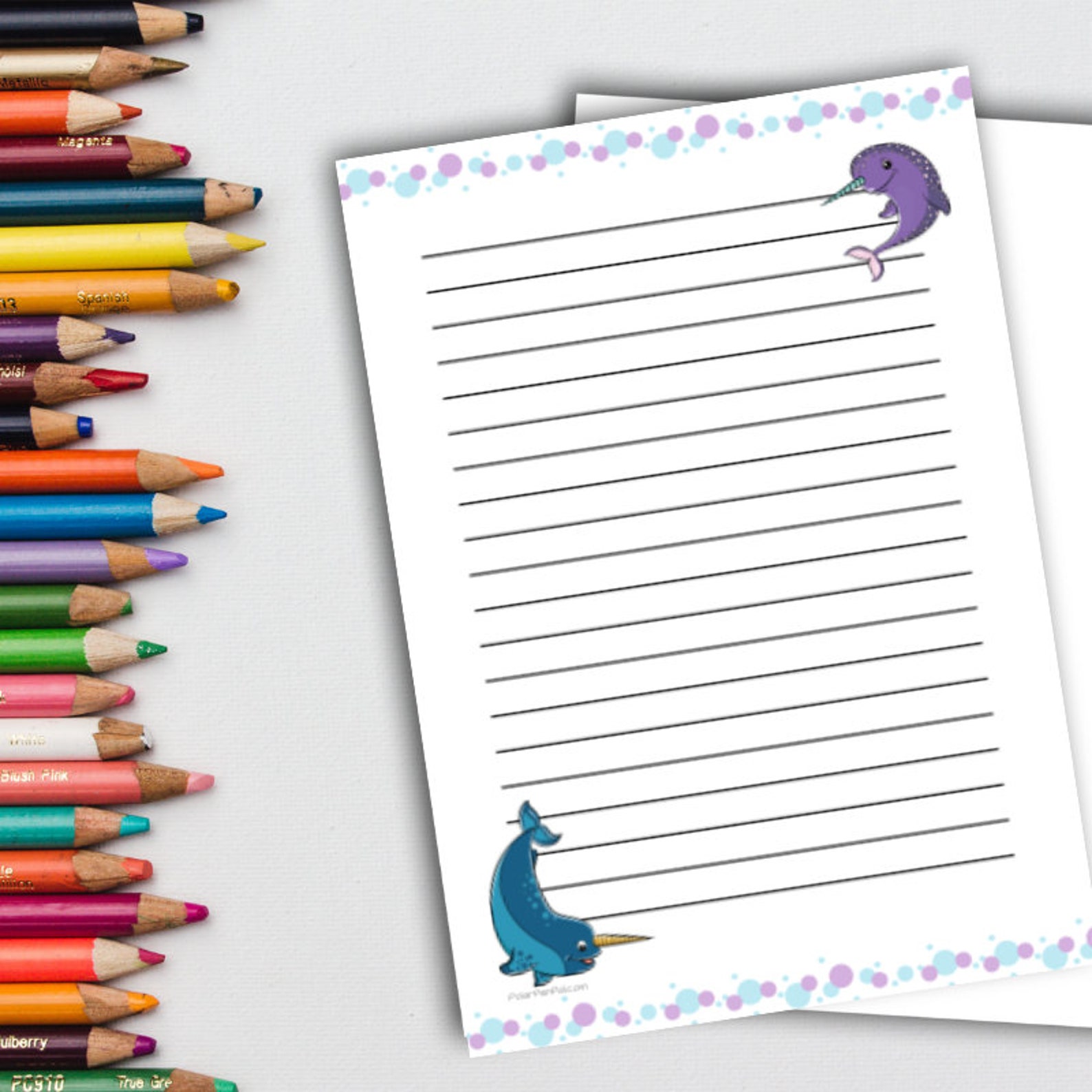 Narwhal Printable Stationery Paper Unicorn of the Sea Kids | Etsy