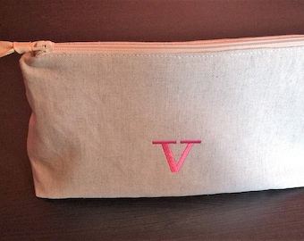 Natural Linen Cosmetic Bag