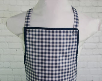 Navy and White Gingham Check Child Full Apron