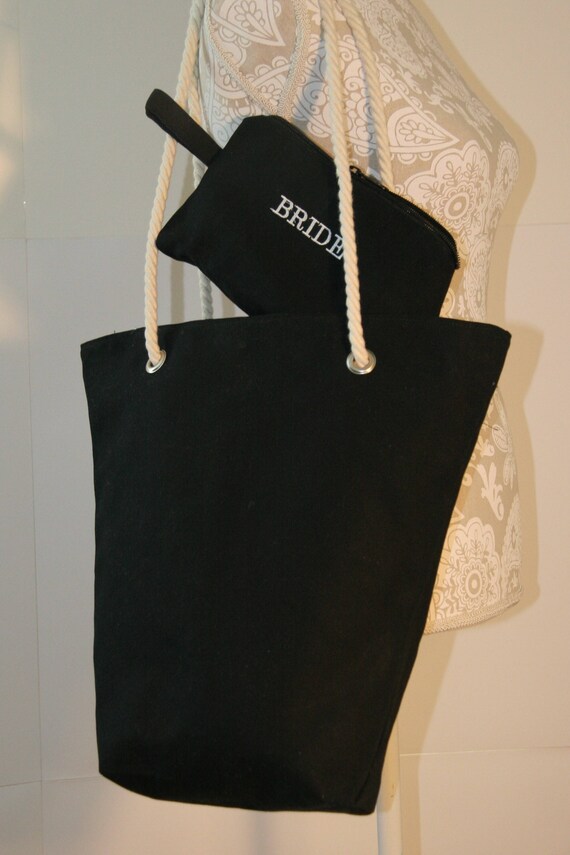 black canvas beach bag