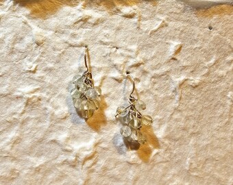 Cluster of Pale Blue, Ice Beryl Stone Earrings on Sterling Silver Hooks, Beryl Stone Sterling Silver Earrings, Multi Beryl Stones