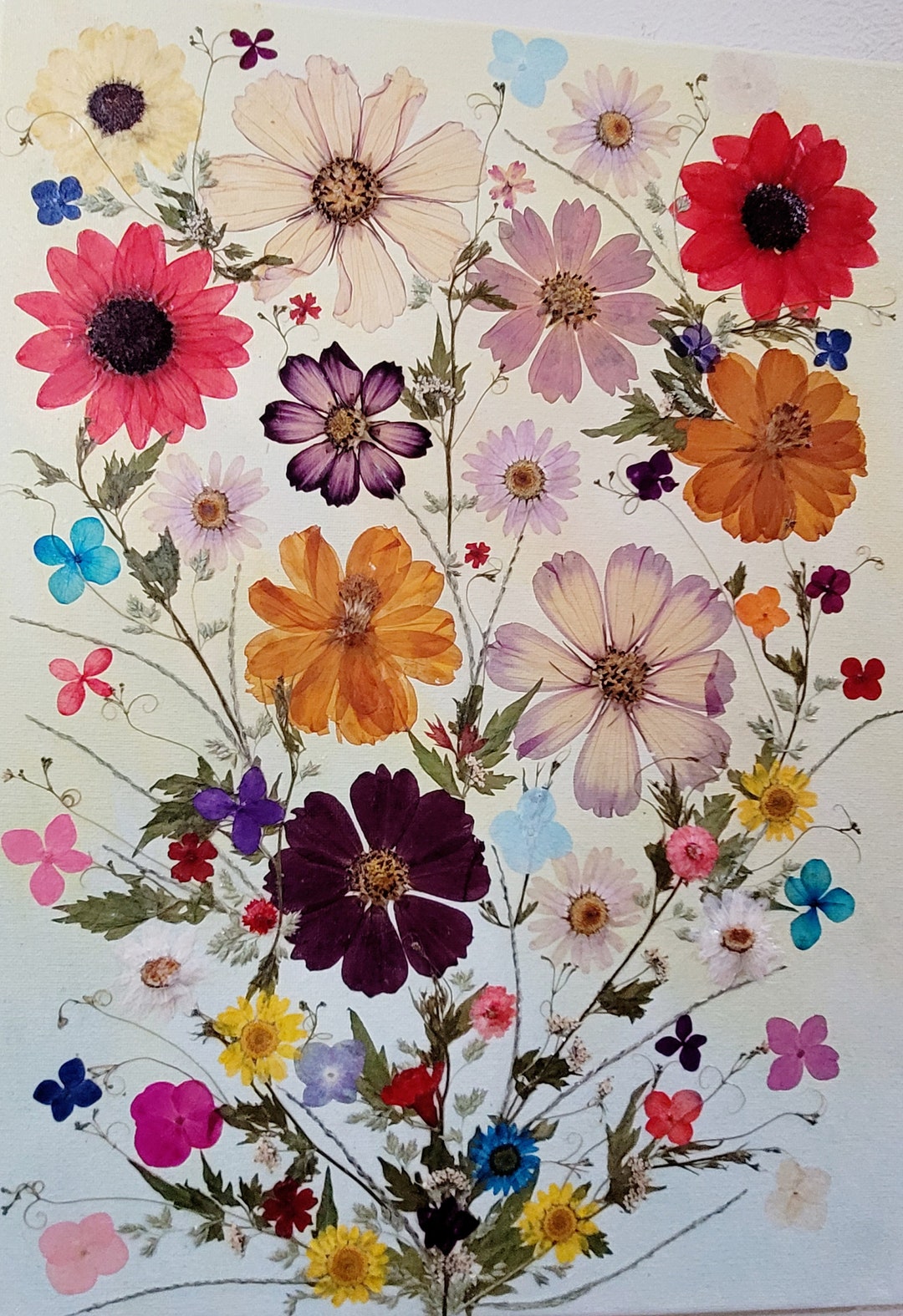Real Pressed Flower Bouquet on 16 X 12 Stretched Canvas Etsy