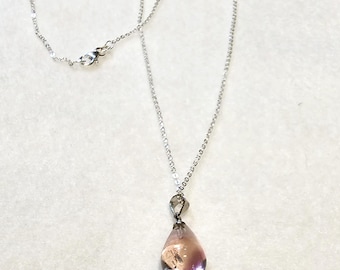 Amethyst Teardrop Pendant on 18 Inch Sterling Silver Chain, Amethyst Pendant 18 Inch Necklace, Amethyst Necklace