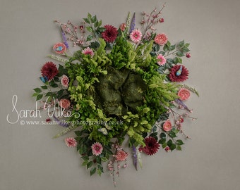 Newborn Digital Backdrop - Fir Flower Wreath