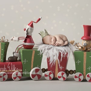 Newborn Digital Backdrop - Christmas Train