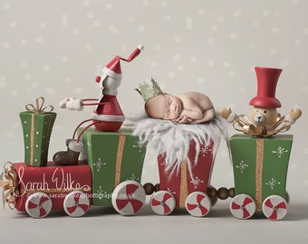 Newborn Digital Backdrop - Christmas Train