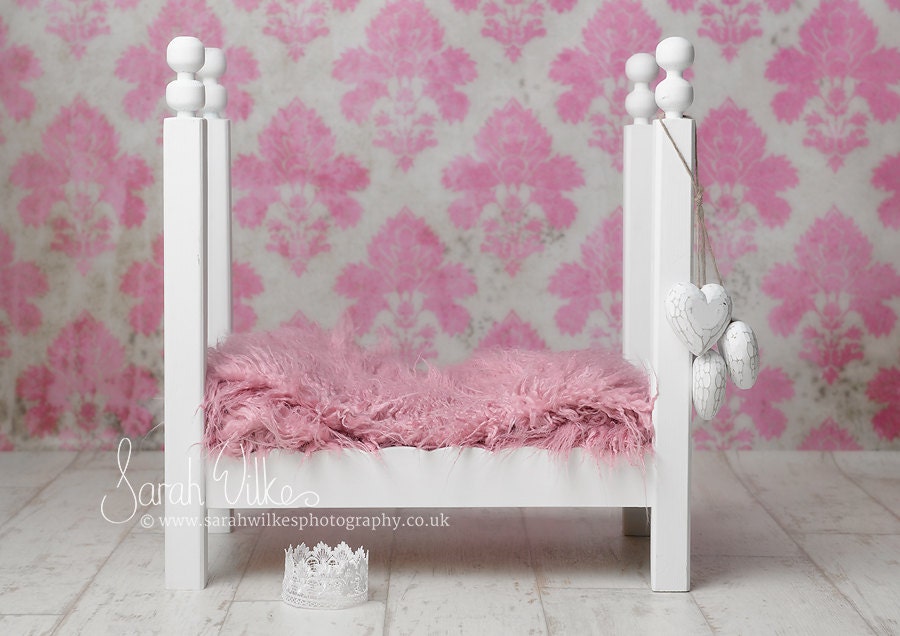Newborm Digital Backdrop Pink Fir Four Poster Bed Etsy