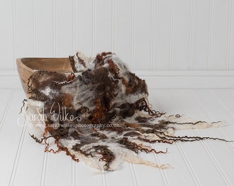 Newborn Digital Backdrop - Mottled Brown Felted Bowl